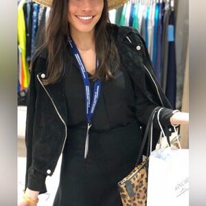 Black suede moto jacket